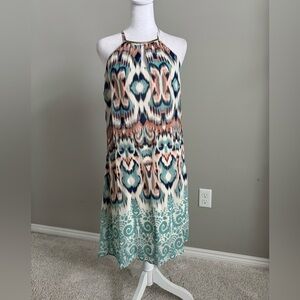 Luxology Multicolor Patterned Halter Sleeveless Dress